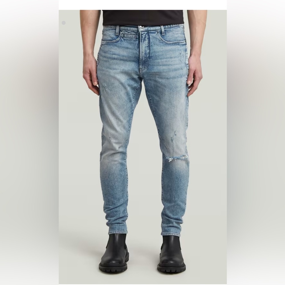 G Star Raw Staq 3D Slim Jeans in Vintage Cool Aqua Destroyed SZ 32x32 NEW